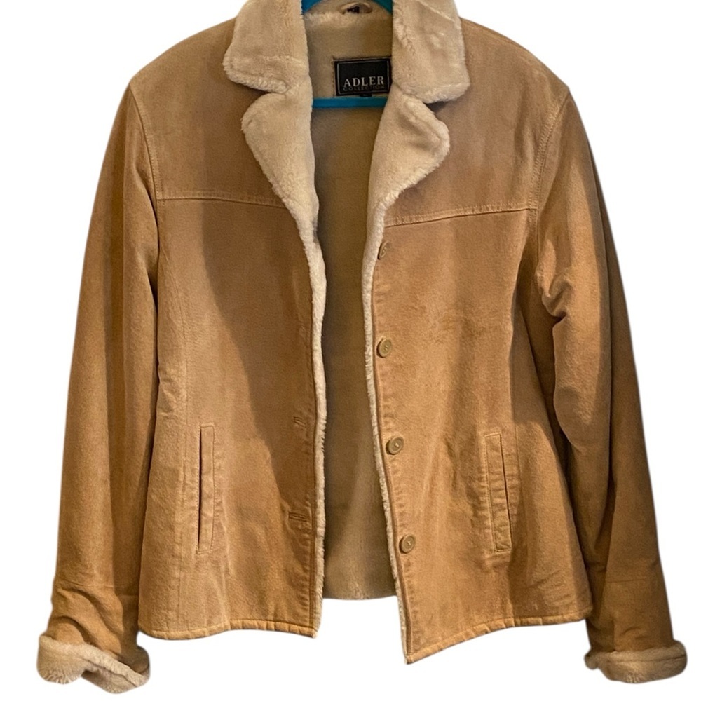 Vintage Adler Collection Suede Leather Jacket soft Faux Sherpa Fur lined Fall - Picture 3 of 10